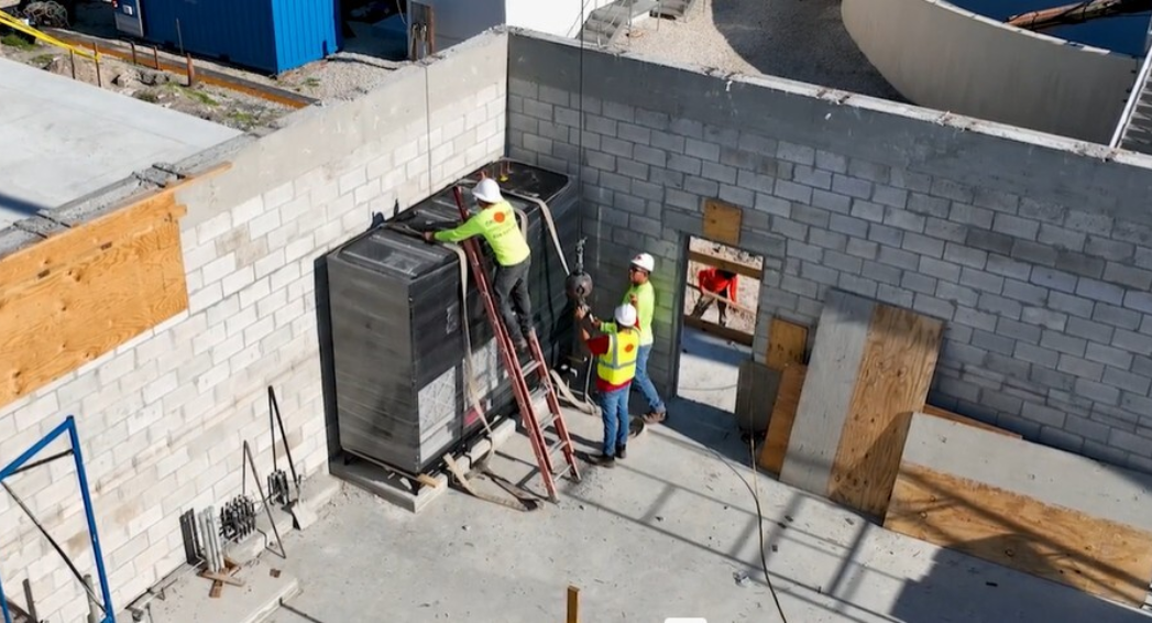Installing one of the Trane Stulz Cyber Air systems by Crowther Roofing and Cooling