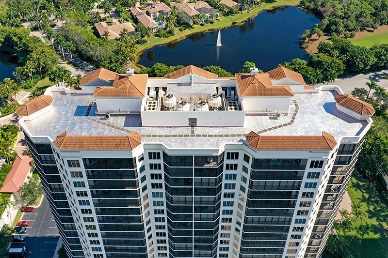 Roof Replacement at St. Marissa Condos in Naples, FL using Florencia Karnak by Crowther Roofing and Cooling, this service is available in Fort Myers, Jupiter and Sarasota